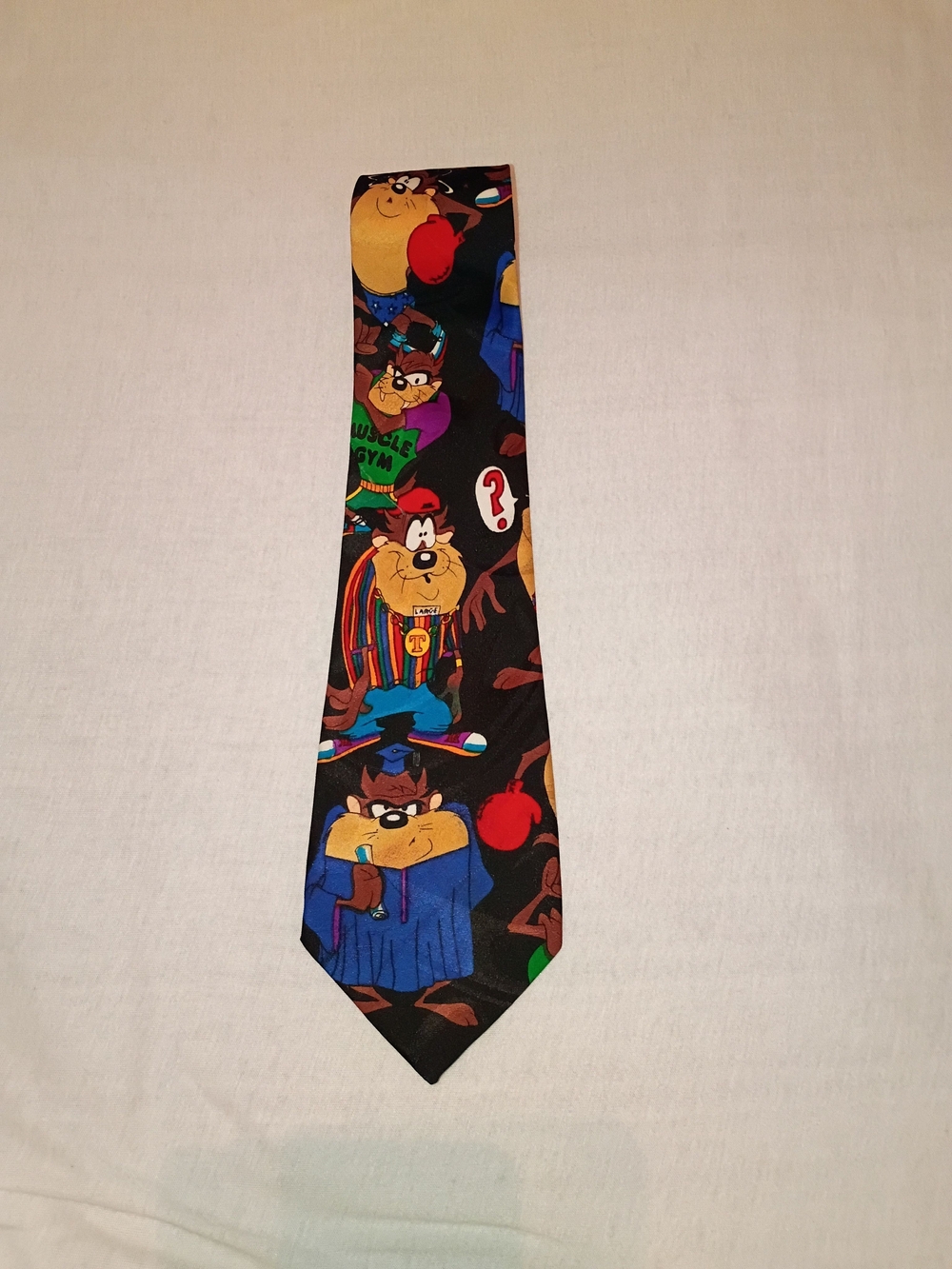 Looney Tunes Tasmanian Devil Cartoon Tie - Black, Multicolor